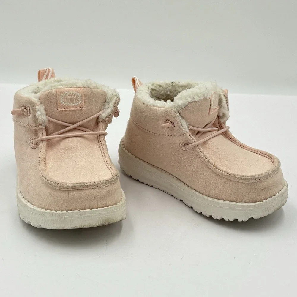 Hey Dude Lil Dude Cozy Pink Girls Slip-On Shoes Size US C4 Toddlers Sherpa Lined
